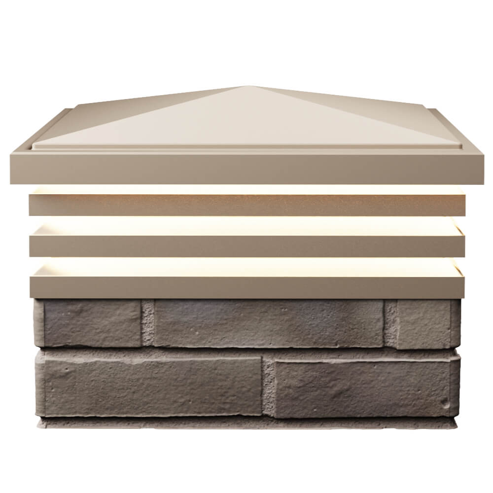 Колпак Zking Бона ХайТек Бежевый на столб 1.5х1.5 кирпича (385х385мм) с подсветкой в Орехово-Зуево фото
