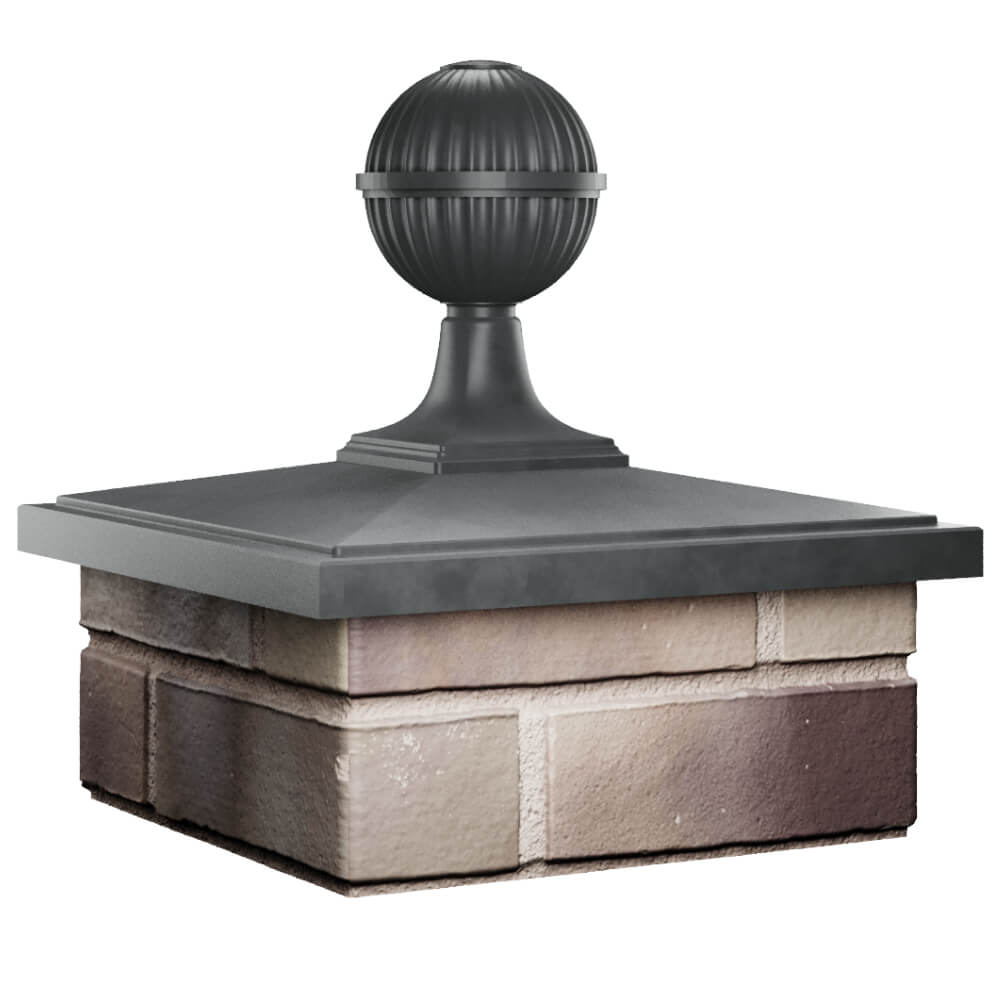 Колпак Zking БонаМоно Серый с шаром на столб 1.5х1.5 кирпича (385х385, 400х400мм) в сборе в Орехово-Зуево фото