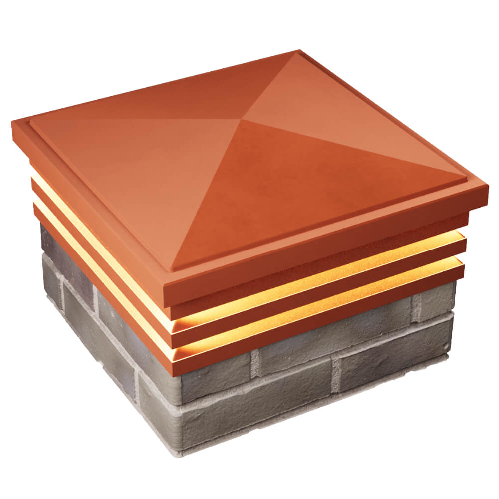 Колпак Zking Бона ХайТек Красный на столб 1.5х1.5 кирпича (385х385мм) с подсветкой в Орехово-Зуево фото