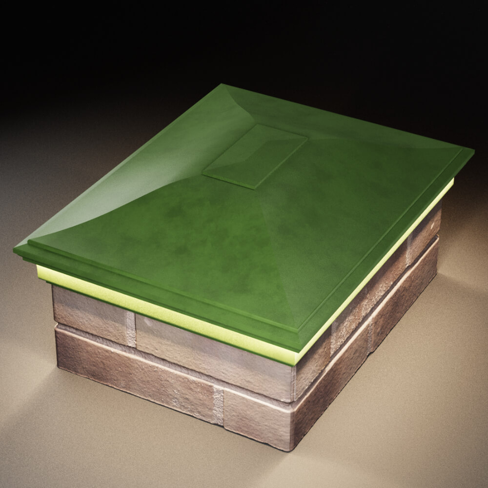 Колпак Zking Монблан Зеленый на столб 2х1.5 кирпича (515х385мм) c подсветкой в Орехово-Зуево фото