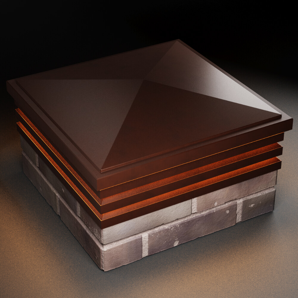 Колпак Zking Бона ХайТек Коричневый на столб 2х2 кирпича (513х513мм) с подсветкой в Орехово-Зуево фото