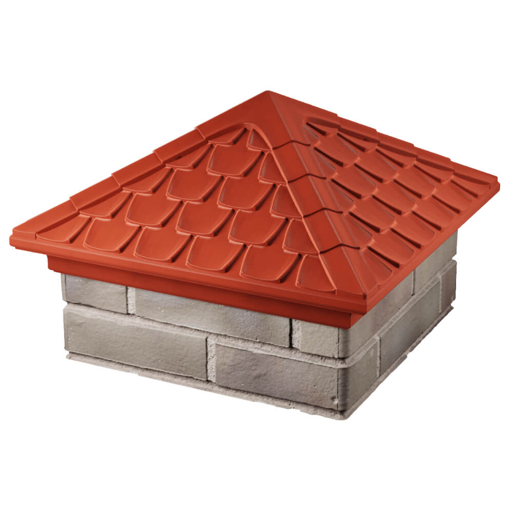 Колпак Zking Эльбрус Красный на столб 1.5х1.5 кирпича (385х385мм) в Орехово-Зуево фото