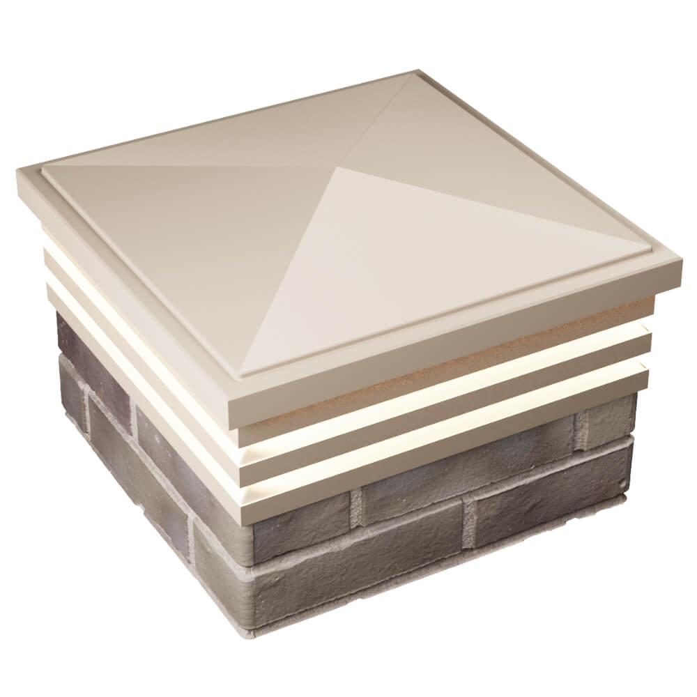 Колпак Zking Бона ХайТек Бежевый на столб 1.5х1.5 кирпича (385х385мм) с подсветкой в Орехово-Зуево фото