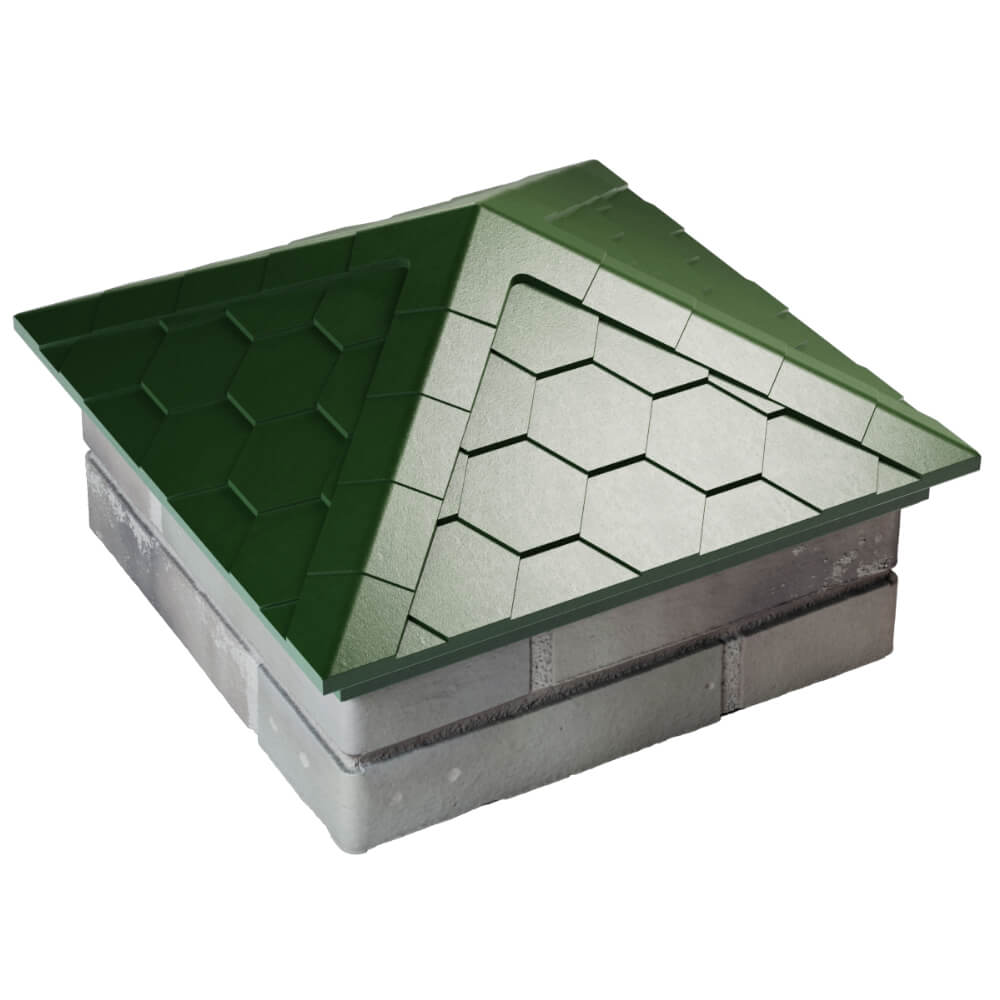 Колпак Zking Эверест Зеленый на столб 1.5х1.5 кирпича (390х390мм) в Орехово-Зуево фото