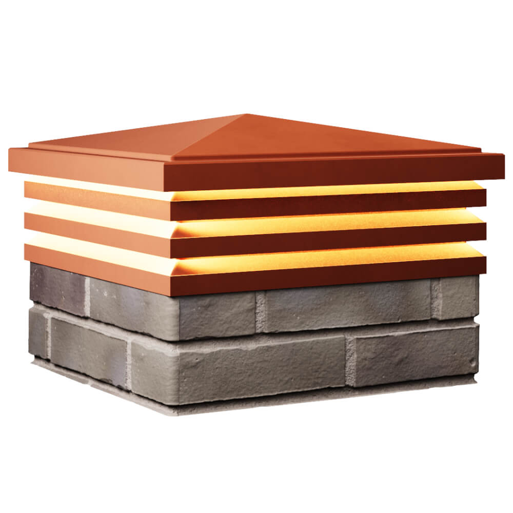 Колпак Zking Бона ХайТек Красный на столб 1.5х1.5 кирпича (385х385мм) с подсветкой в Орехово-Зуево фото