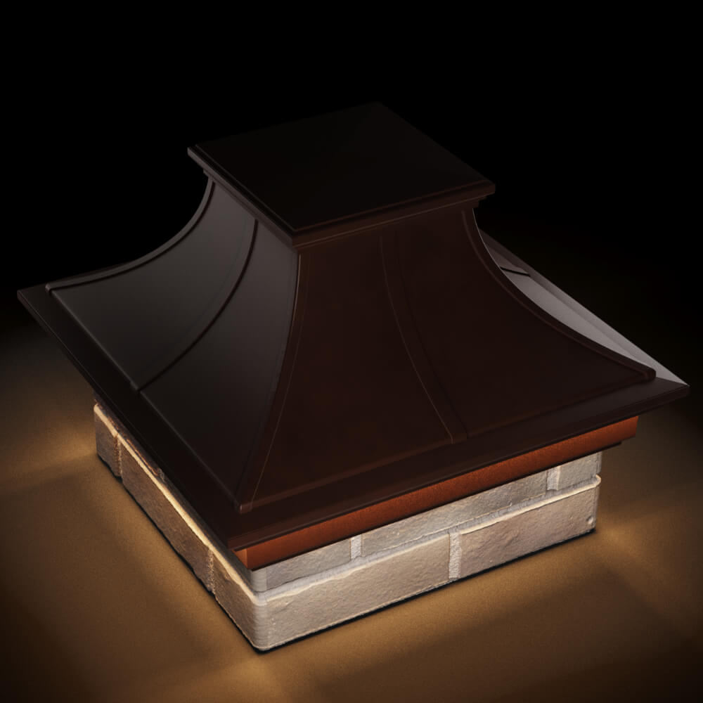Колпак Zking Монблан Премиум Коричневый на столб 1.5х1.5 кирпича (385х385мм) с подсветкой в Орехово-Зуево фото
