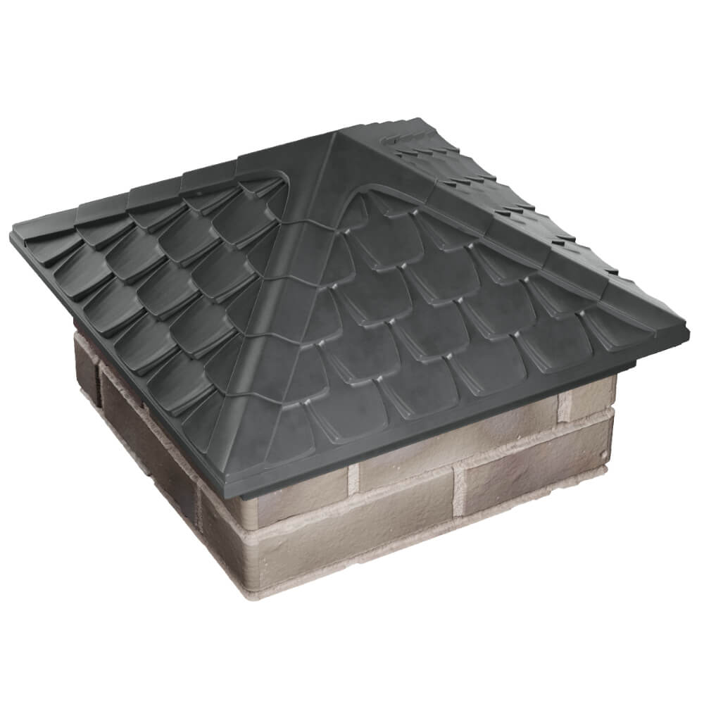 Колпак Zking Эльбрус Серый на столб 1.5х1.5 кирпича (385х385мм) в Орехово-Зуево фото