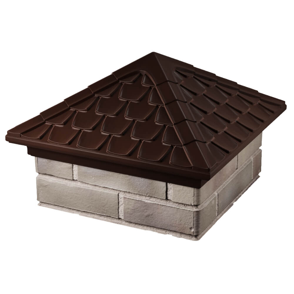 Колпак Zking Эльбрус Коричневый на столб 1.5х1.5 кирпича (385х385мм) в Орехово-Зуево фото