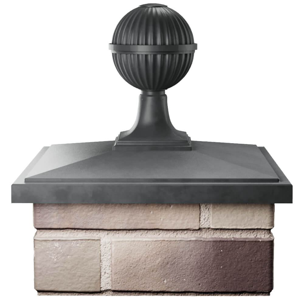 Колпак Zking БонаМоно Серый с шаром на столб 1.5х1.5 кирпича (385х385, 400х400мм) в сборе Орехово-Зуево фото