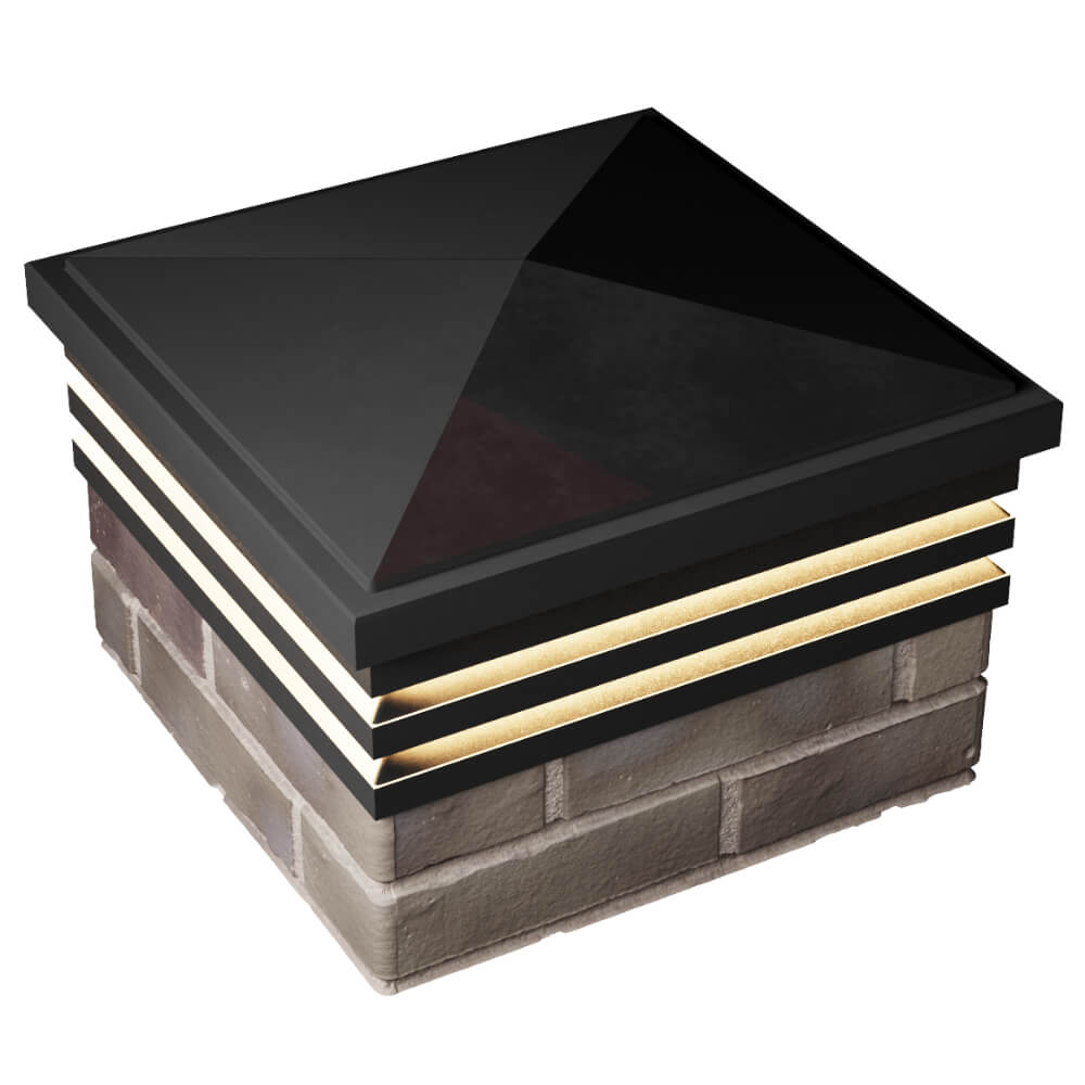 Колпак Zking Бона ХайТек Черный на столб 1.5х1.5 кирпича (385х385мм) с подсветкой в Орехово-Зуево фото