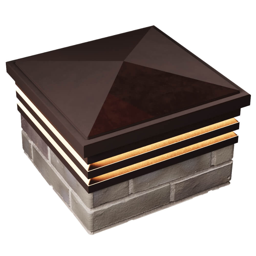 Колпак Zking Бона ХайТек Коричневый на столб 1.5х1.5 кирпича (385х385мм) с подсветкой в Орехово-Зуево фото