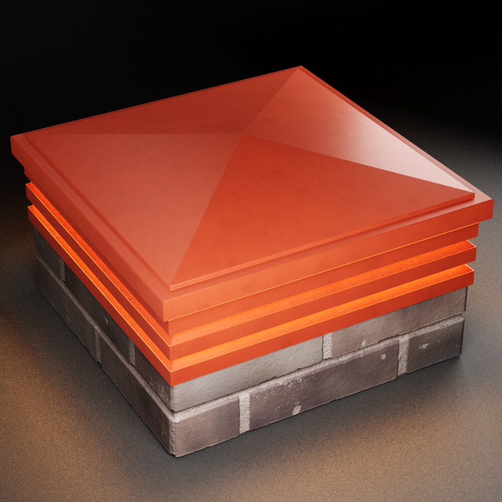 Колпак Zking Бона ХайТек Красный на столб 2х2 кирпича (513х513мм) с подсветкой в Орехово-Зуево фото