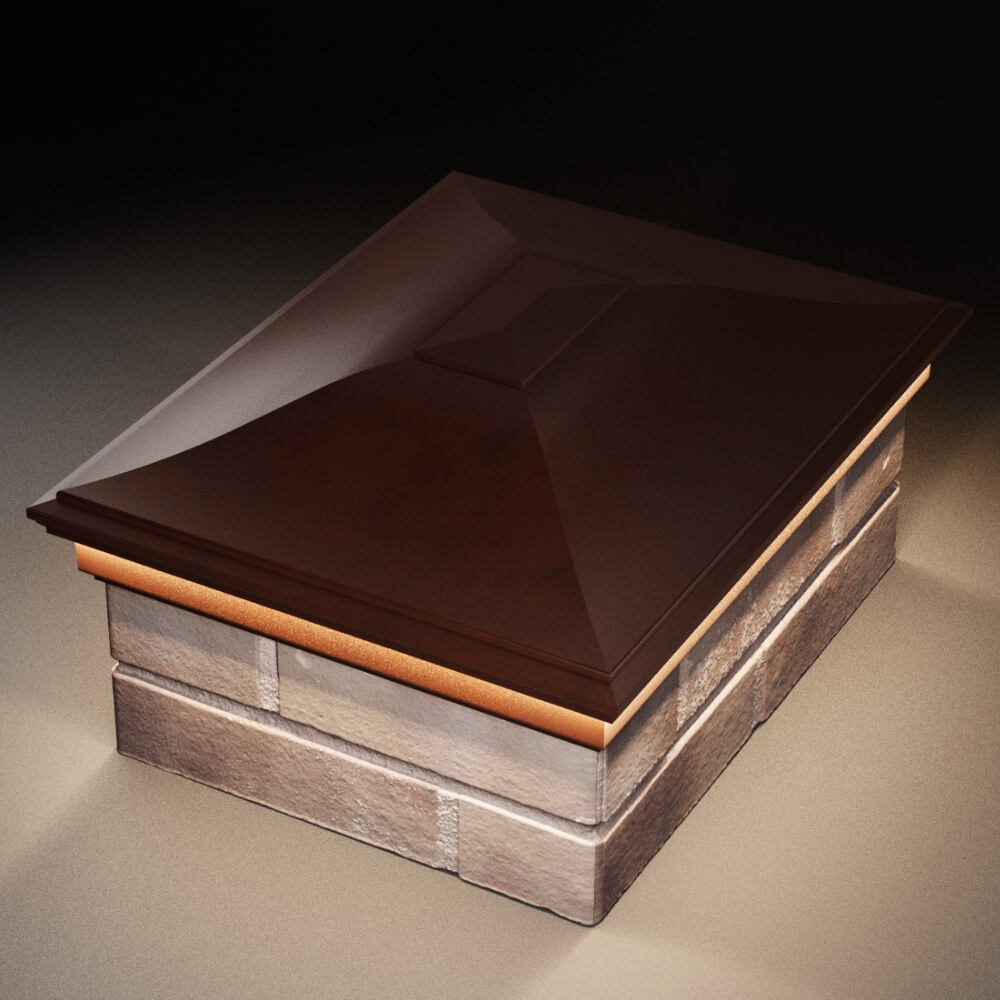 Колпак Zking Монблан Коричневый на столб 2х1.5 кирпича (515х385мм) c подсветкой в Орехово-Зуево фото