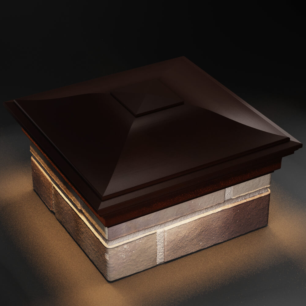 Колпак Zking Монблан Коричневый на столб 1.5х1.5 кирпича (385х385мм) с подсветкой в Орехово-Зуево фото