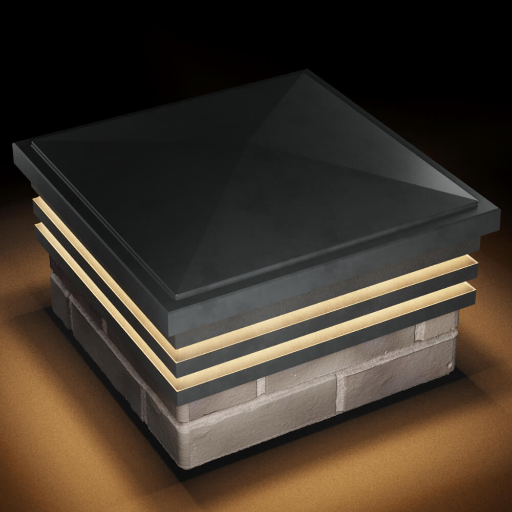 Колпак Zking Бона ХайТек Серый на столб 1.5х1.5 кирпича (385х385мм) с подсветкой в Орехово-Зуево фото