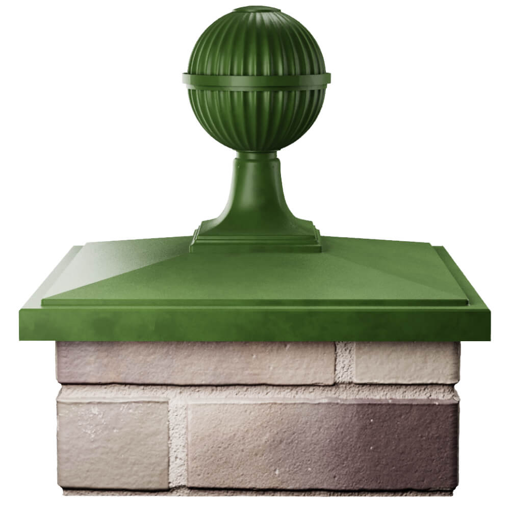 Колпак Zking БонаМоно Зеленый с шаром на столб 1.5х1.5 кирпича (385х385, 400х400мм) в сборе Орехово-Зуево фото