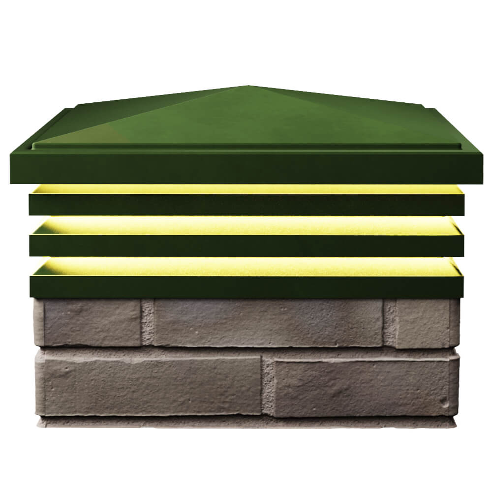 Колпак Zking Бона ХайТек Зеленый на столб 1.5х1.5 кирпича (385х385мм) с подсветкой в Орехово-Зуево фото