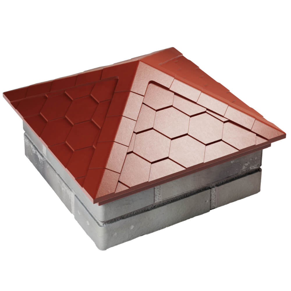 Колпак Zking Эверест Красный на столб 1.5х1.5 кирпича (390х390мм) в Орехово-Зуево фото