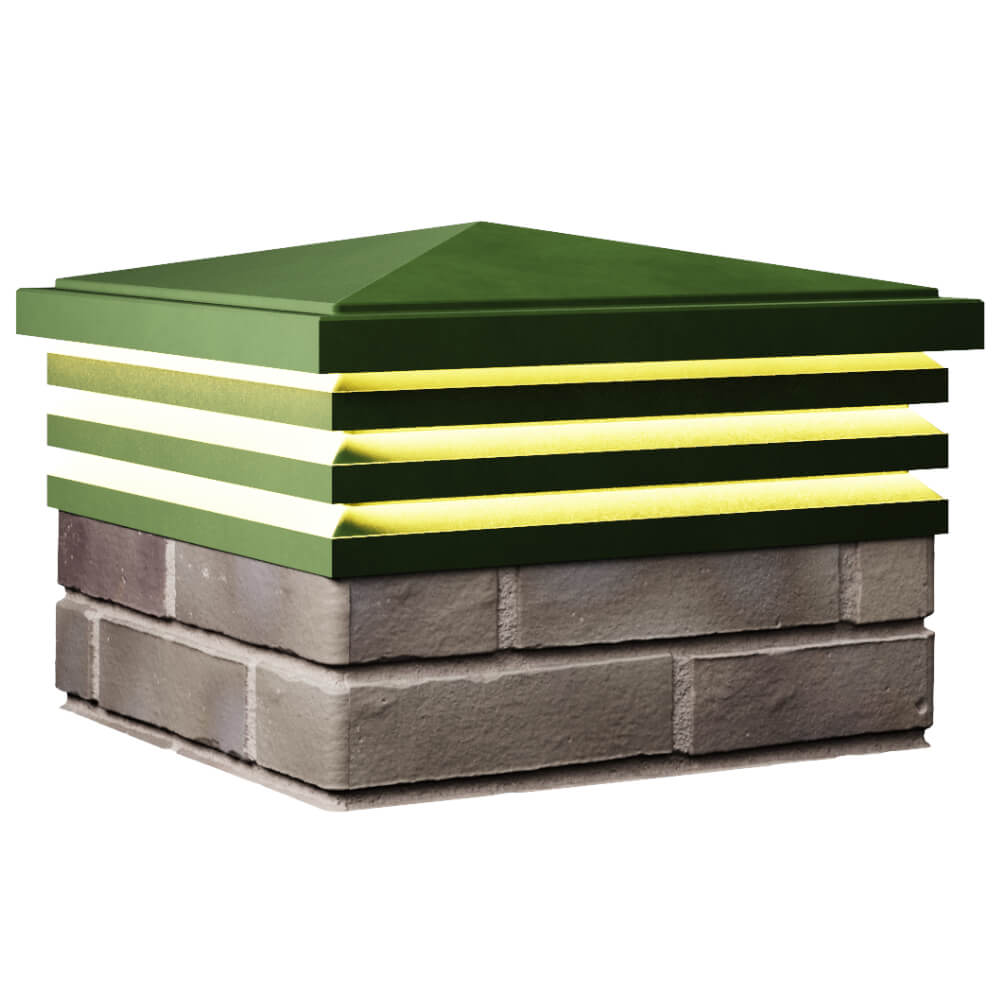 Колпак Zking Бона ХайТек Зеленый на столб 1.5х1.5 кирпича (385х385мм) с подсветкой в Орехово-Зуево фото