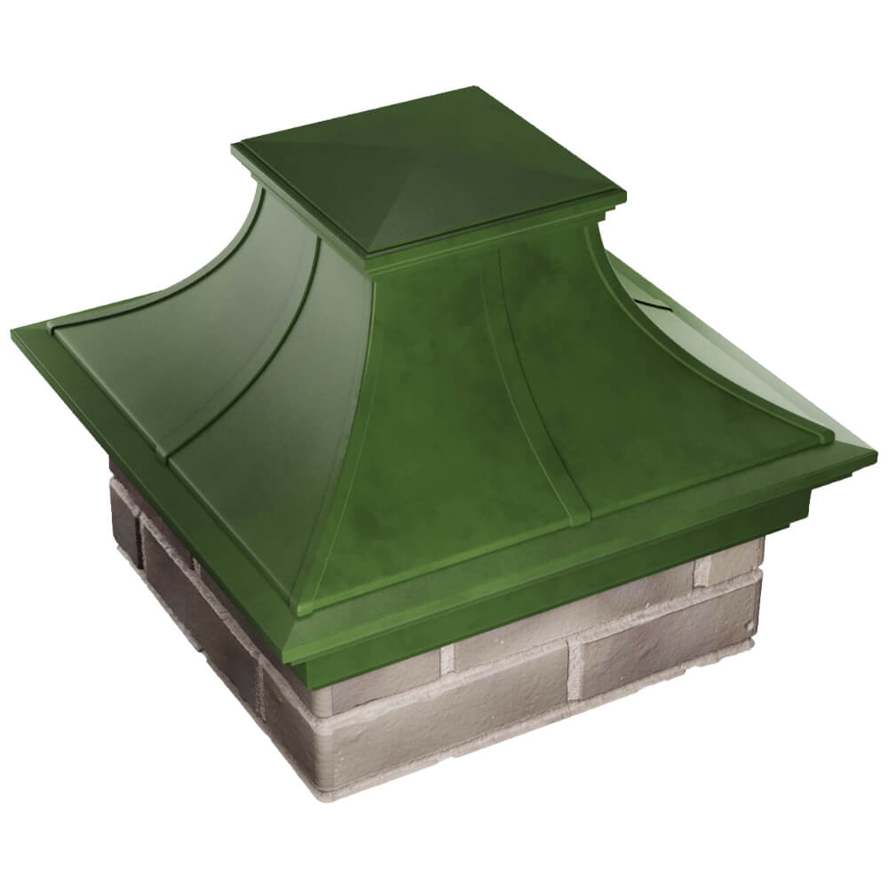 Колпак Zking Монблан Премиум Зеленый на столб 1.5х1.5 кирпича (385х385мм) в Орехово-Зуево фото