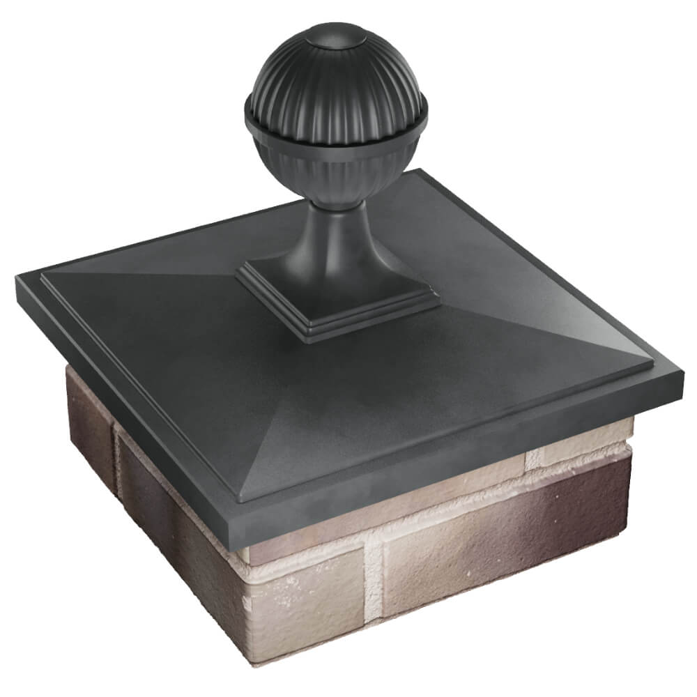 Колпак Zking БонаМоно Серый с шаром на столб 1.5х1.5 кирпича (385х385, 400х400мм) в сборе в Орехово-Зуево фото