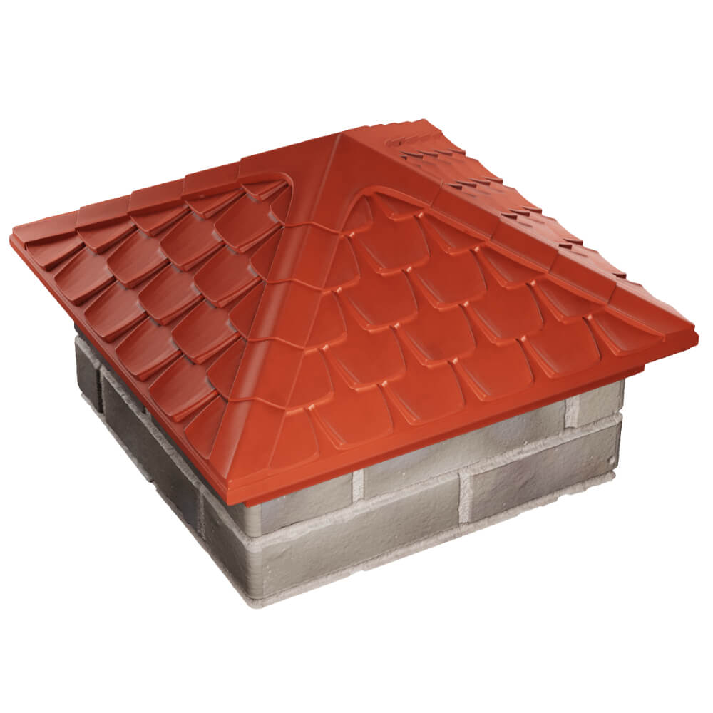 Колпак Zking Эльбрус Красный на столб 1.5х1.5 кирпича (385х385мм) в Орехово-Зуево фото