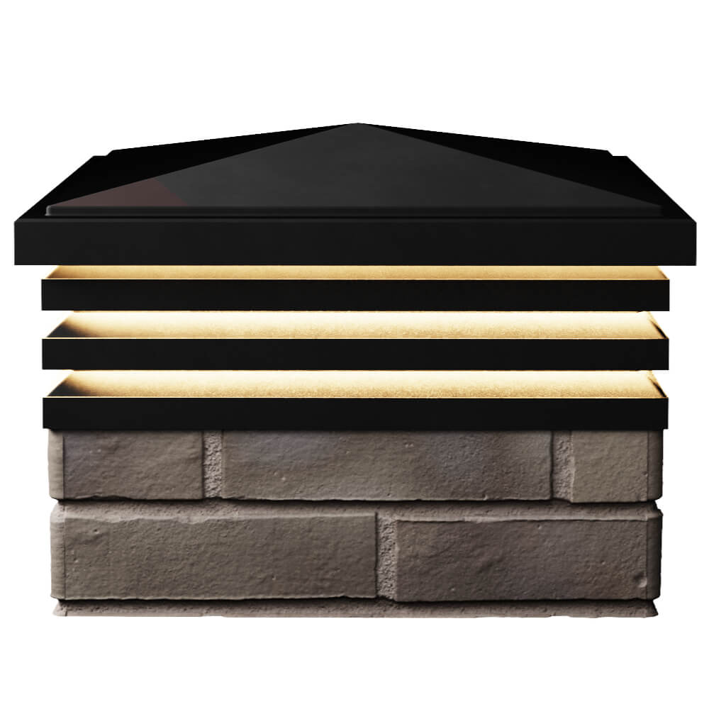 Колпак Zking Бона ХайТек Черный на столб 1.5х1.5 кирпича (385х385мм) с подсветкой в Орехово-Зуево фото