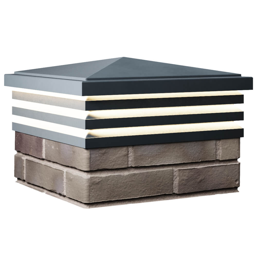 Колпак Zking Бона ХайТек Серый на столб 1.5х1.5 кирпича (385х385мм) с подсветкой в Орехово-Зуево фото