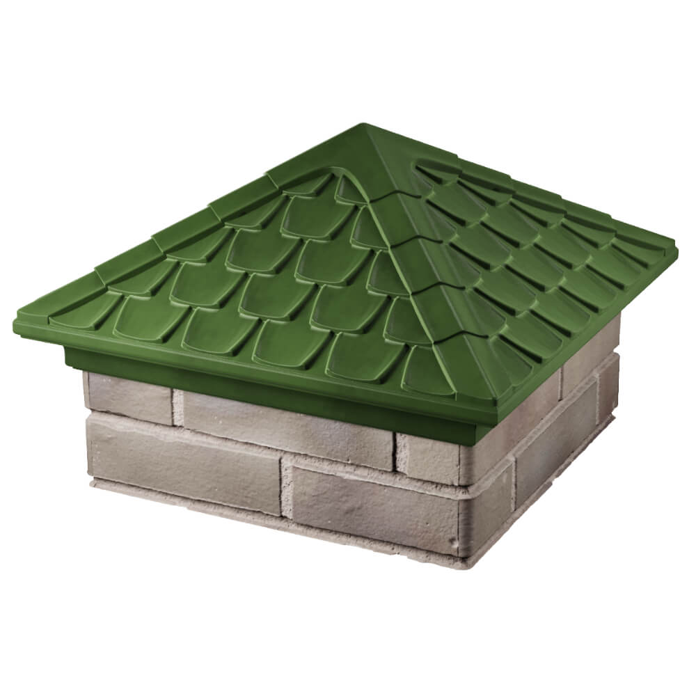 Колпак Zking Эльбрус Зеленый на столб 1.5х1.5 кирпича (385х385мм) в Орехово-Зуево фото