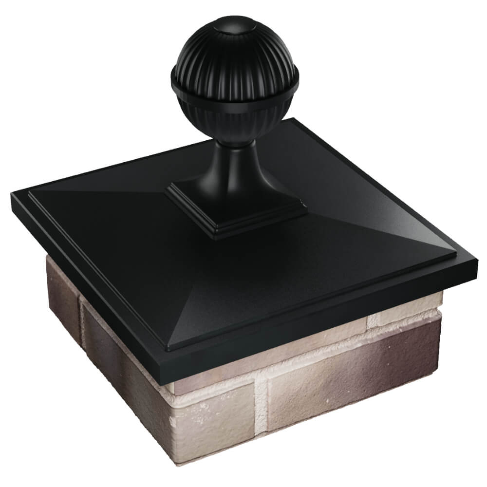 Колпак Zking БонаМоно Черный с шаром на столб 1.5х1.5 кирпича (385х385, 400х400мм) в сборе в Орехово-Зуево фото