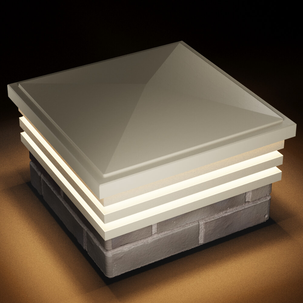 Колпак Zking Бона ХайТек Бежевый на столб 1.5х1.5 кирпича (385х385мм) с подсветкой в Орехово-Зуево фото