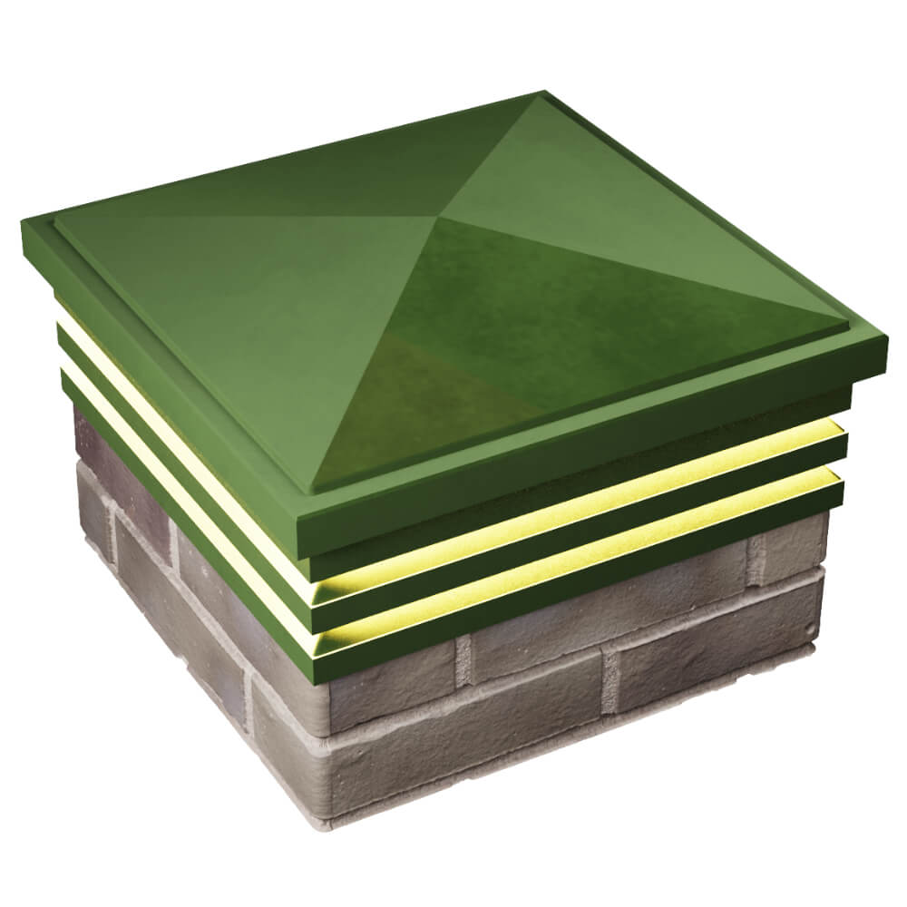 Колпак Zking Бона ХайТек Зеленый на столб 1.5х1.5 кирпича (385х385мм) с подсветкой в Орехово-Зуево фото