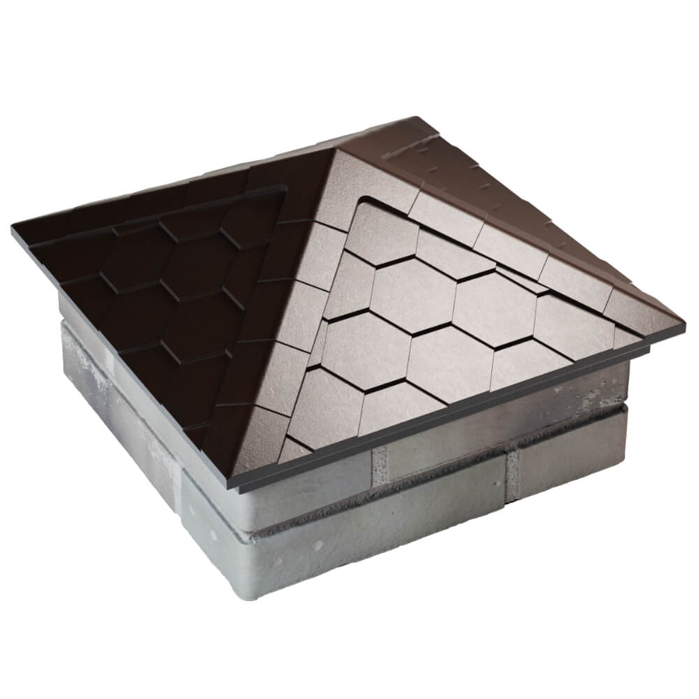 Колпак Zking Эверест Коричневый на столб 1.5х1.5 кирпича (390х390мм) в Орехово-Зуево фото