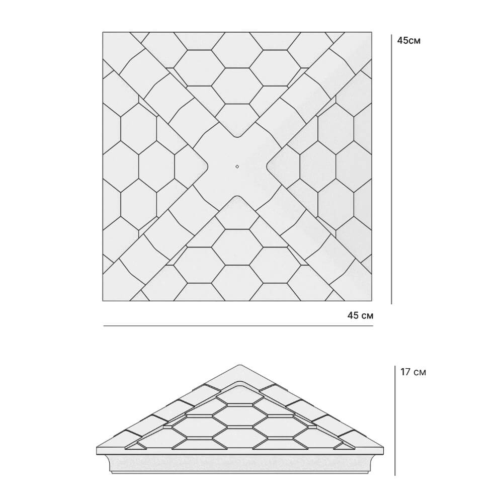 Колпак Zking Эверест Серый на столб 1.5х1.5 кирпича (390х390мм) в Орехово-Зуево фото