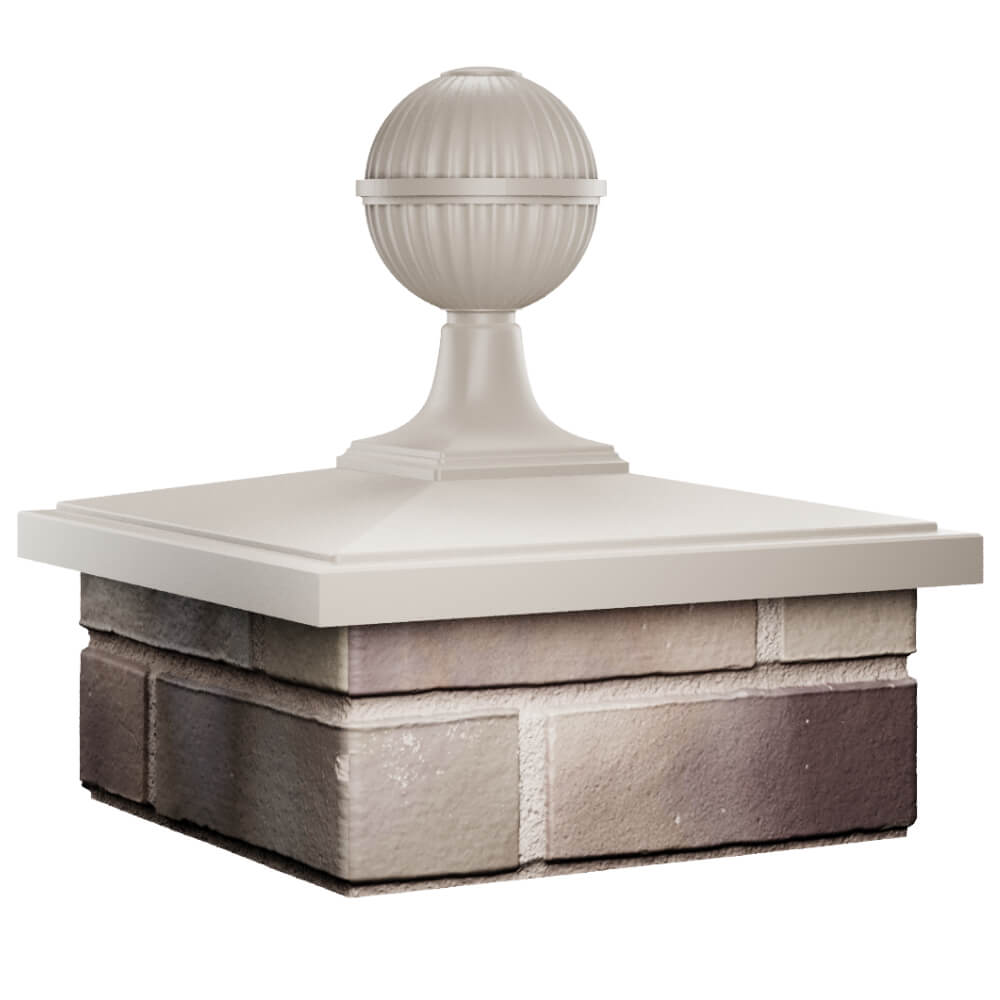 Колпак Zking БонаМоно Бежевый с шаром на столб 1.5х1.5 кирпича (385х385, 400х400мм) в сборе в Орехово-Зуево фото