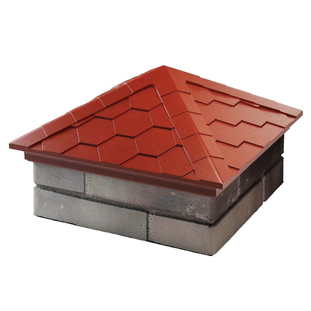 Колпак Zking Эверест Красный на столб 1.5х1.5 кирпича (390х390мм) в Орехово-Зуево фото