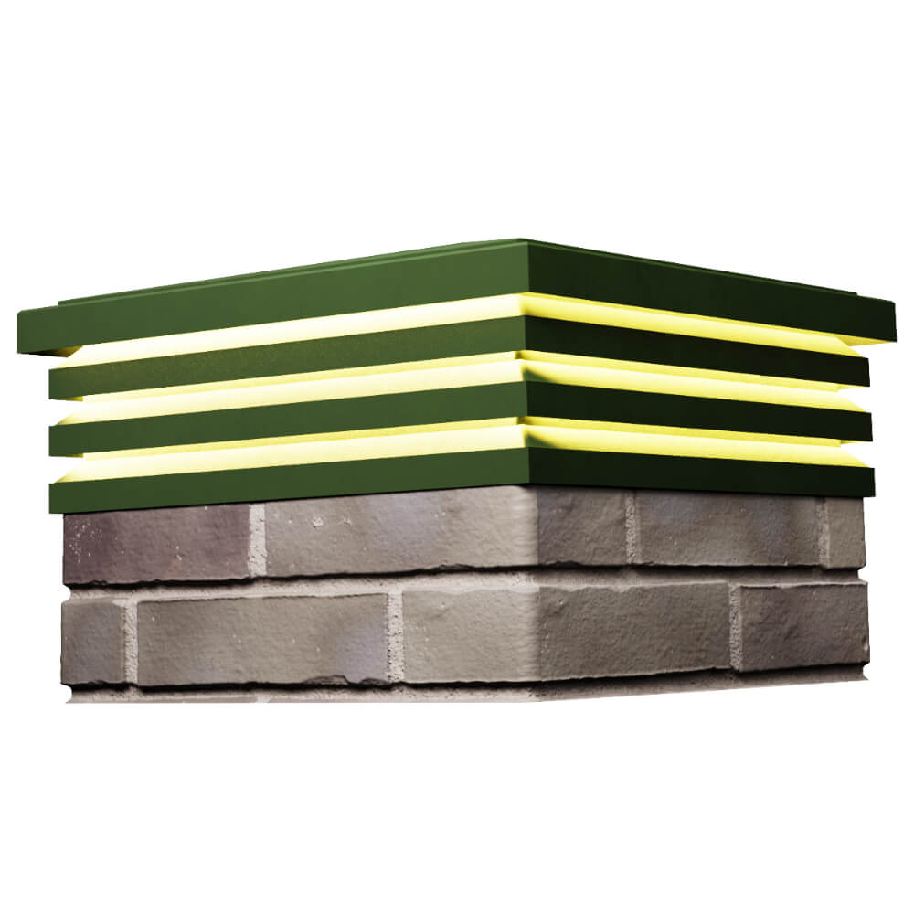 Колпак Zking Бона ХайТек Зеленый на столб 1.5х1.5 кирпича (385х385мм) с подсветкой в Орехово-Зуево фото