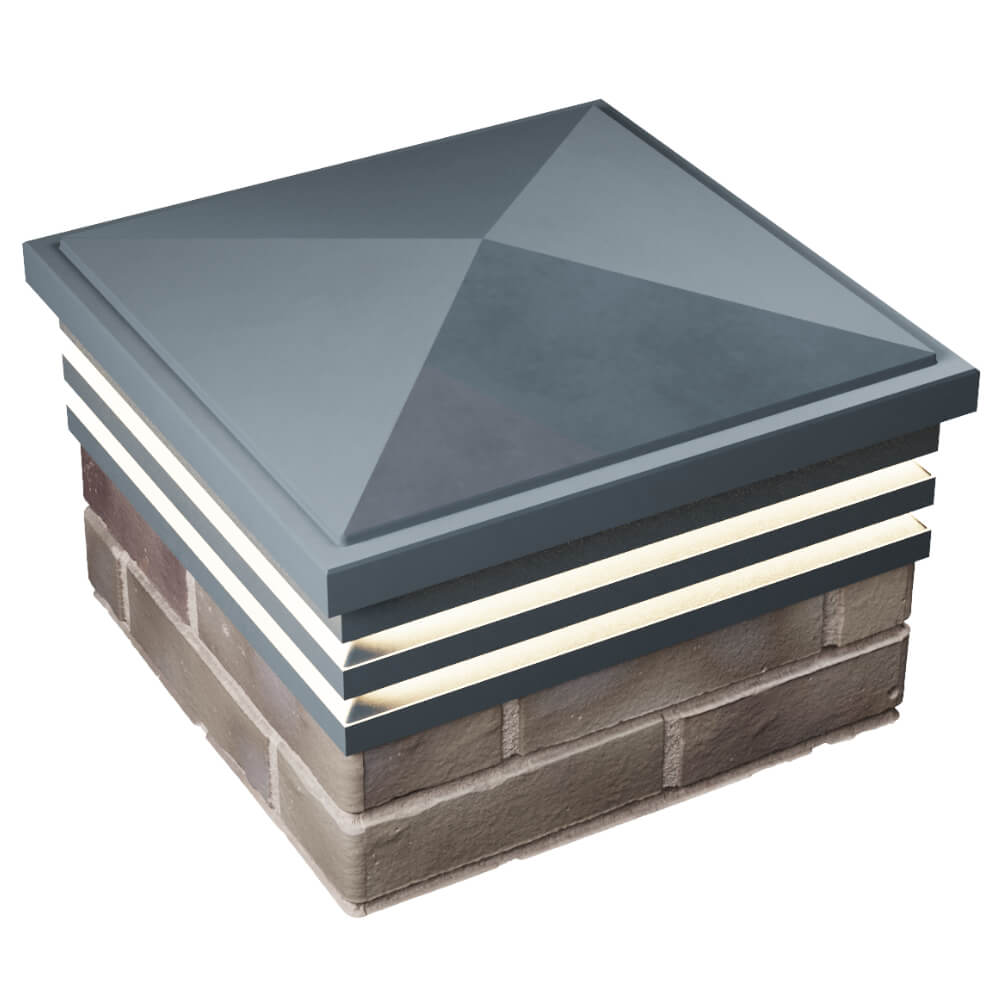 Колпак Zking Бона ХайТек Серый на столб 1.5х1.5 кирпича (385х385мм) с подсветкой в Орехово-Зуево фото