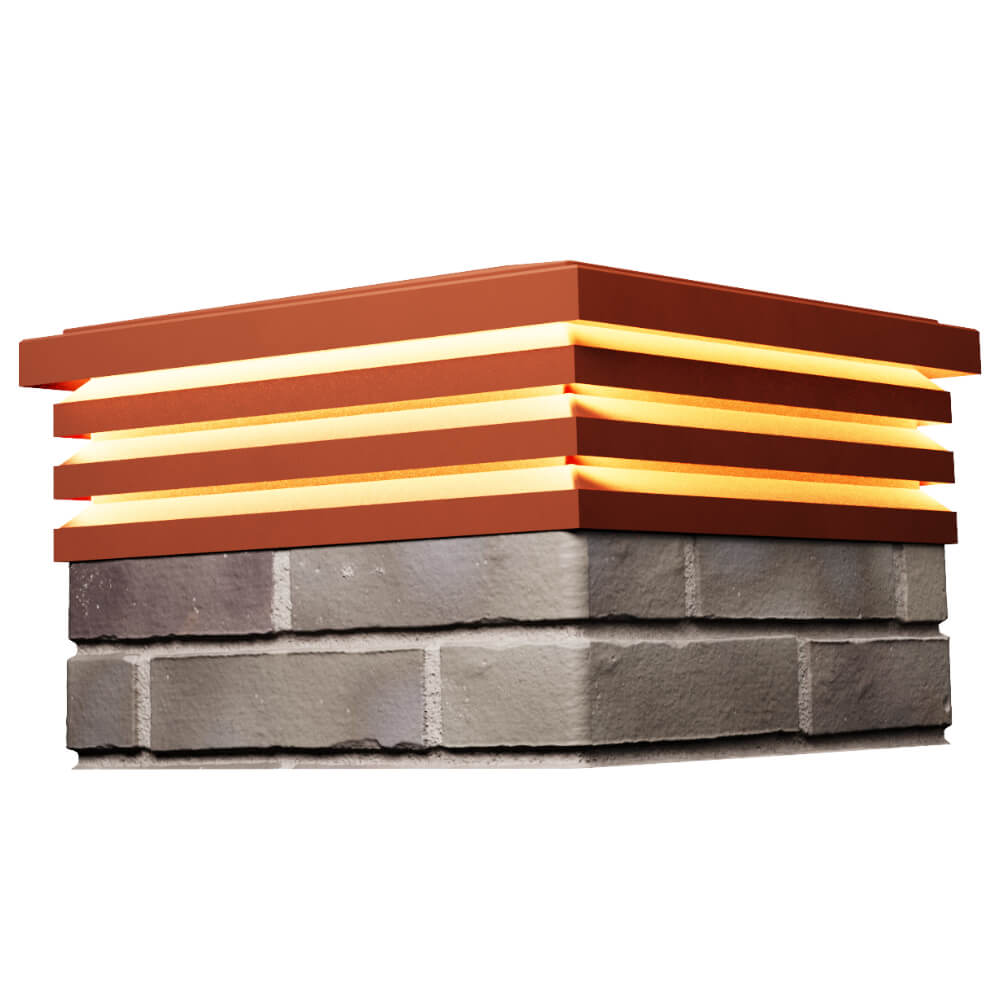 Колпак Zking Бона ХайТек Красный на столб 1.5х1.5 кирпича (385х385мм) с подсветкой в Орехово-Зуево фото