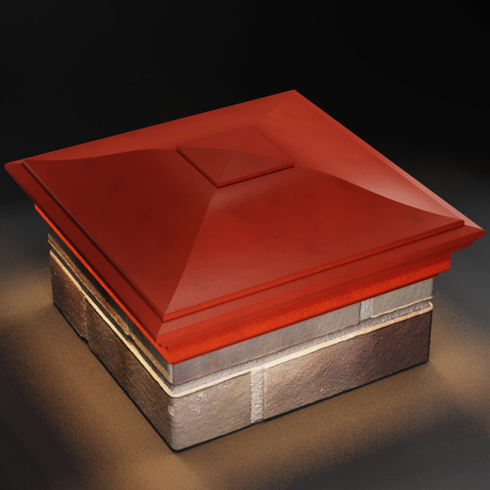 Колпак Zking Монблан Красный на столб 1.5х1.5 кирпича (385х385мм) с подсветкой в Орехово-Зуево фото