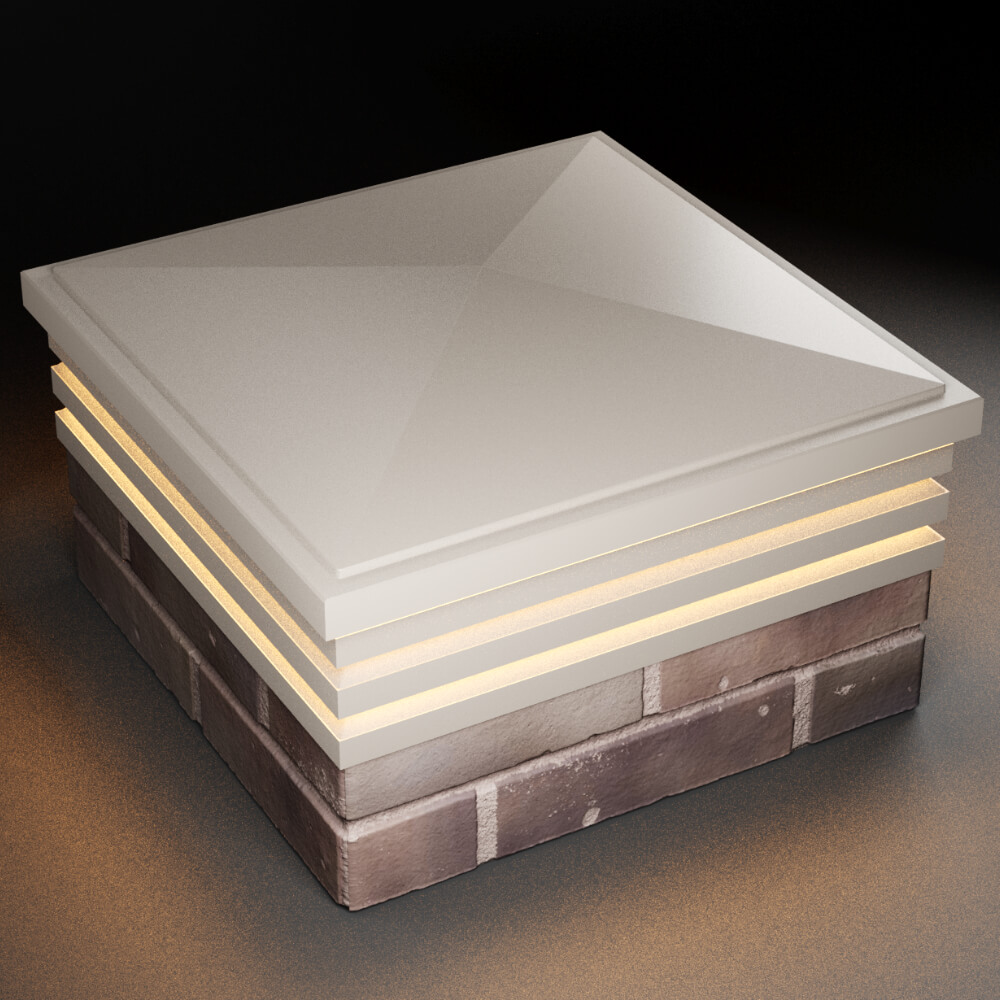 Колпак Zking Бона ХайТек Бежевый на столб 2х2 кирпича (513х513мм) с подсветкой в Орехово-Зуево фото