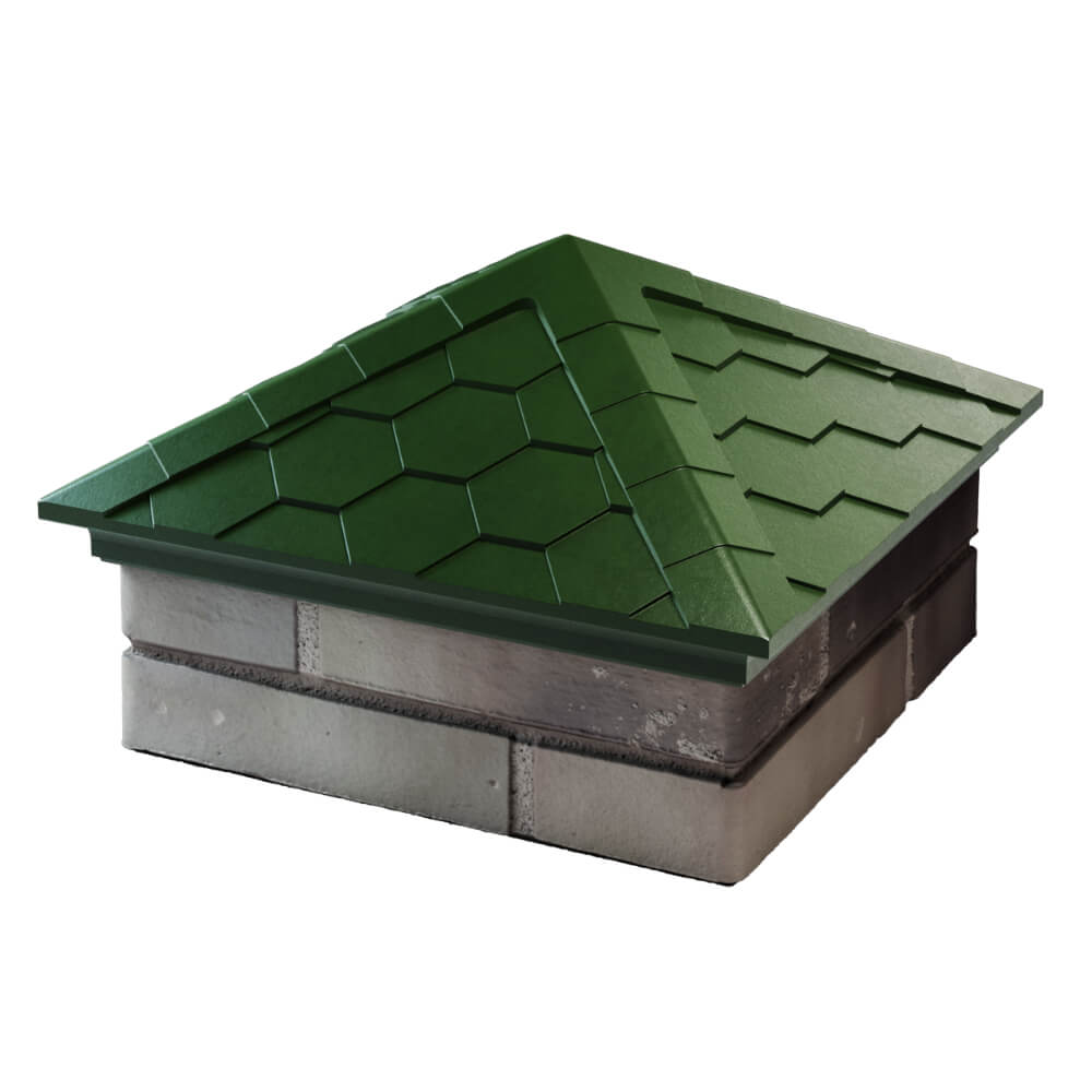 Колпак Zking Эверест Зеленый на столб 1.5х1.5 кирпича (390х390мм) в Орехово-Зуево фото