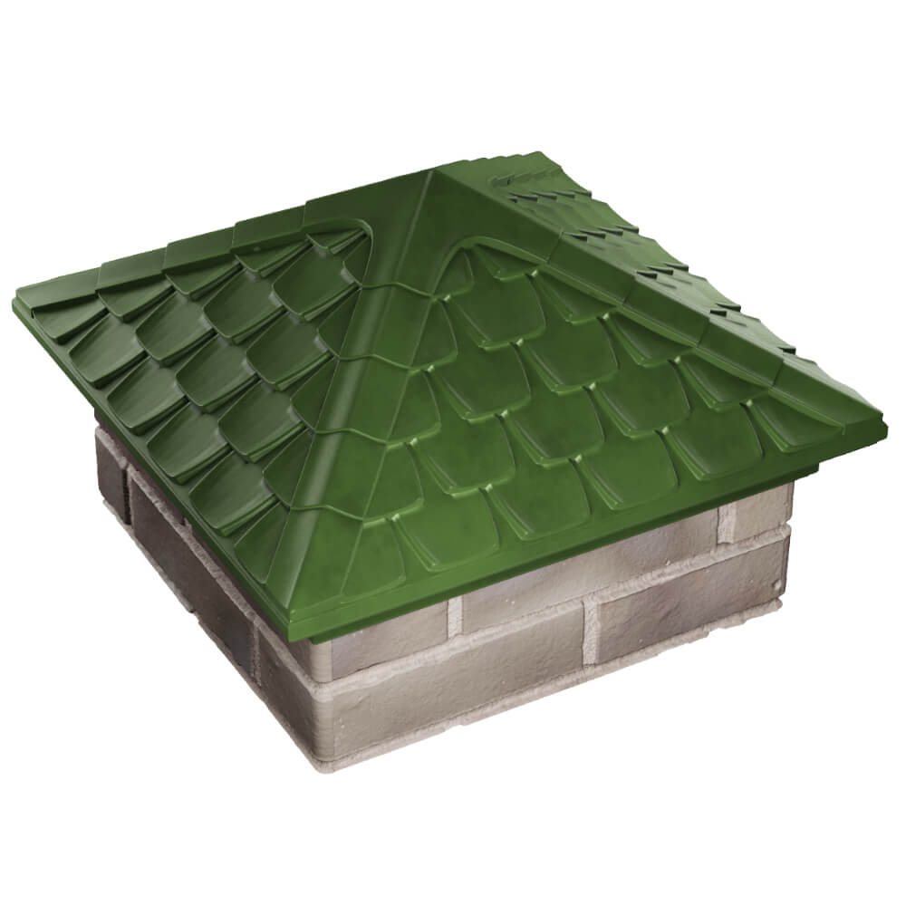 Колпак Zking Эльбрус Зеленый на столб 1.5х1.5 кирпича (385х385мм) в Орехово-Зуево фото