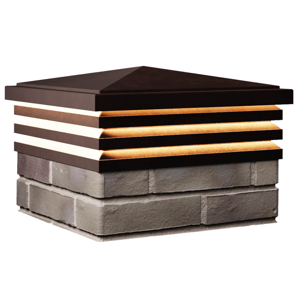 Колпак Zking Бона ХайТек Коричневый на столб 1.5х1.5 кирпича (385х385мм) с подсветкой в Орехово-Зуево фото