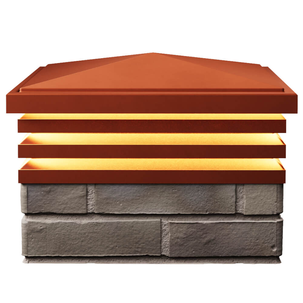 Колпак Zking Бона ХайТек Красный на столб 1.5х1.5 кирпича (385х385мм) с подсветкой в Орехово-Зуево фото