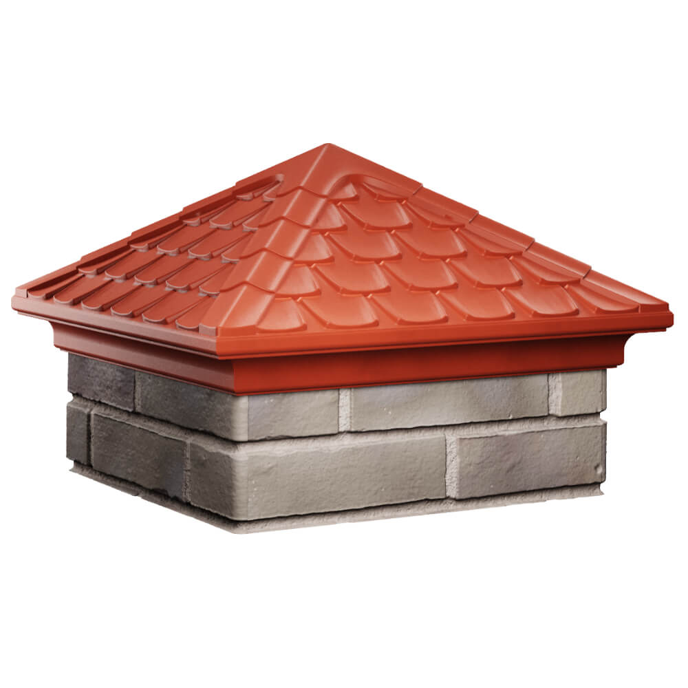 Колпак Zking Эльбрус Красный на столб 1.5х1.5 кирпича (385х385мм) в Орехово-Зуево фото