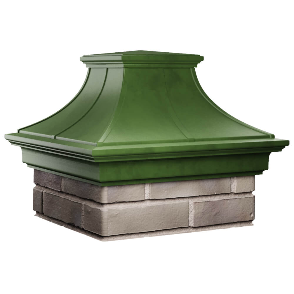 Колпак Zking Монблан Премиум Зеленый на столб 1.5х1.5 кирпича (385х385мм) в Орехово-Зуево фото