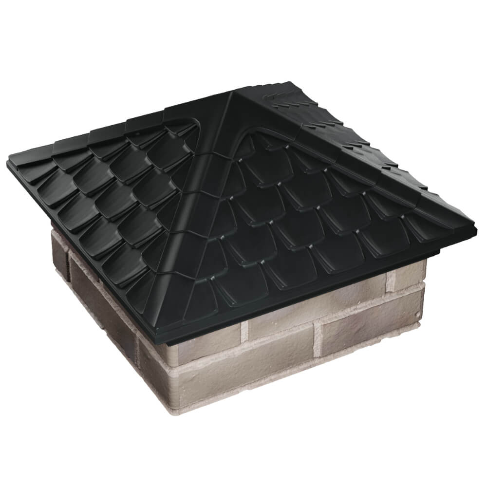 Колпак Zking Эльбрус Черный на столб 1.5х1.5 кирпича (385х385мм) в Орехово-Зуево фото