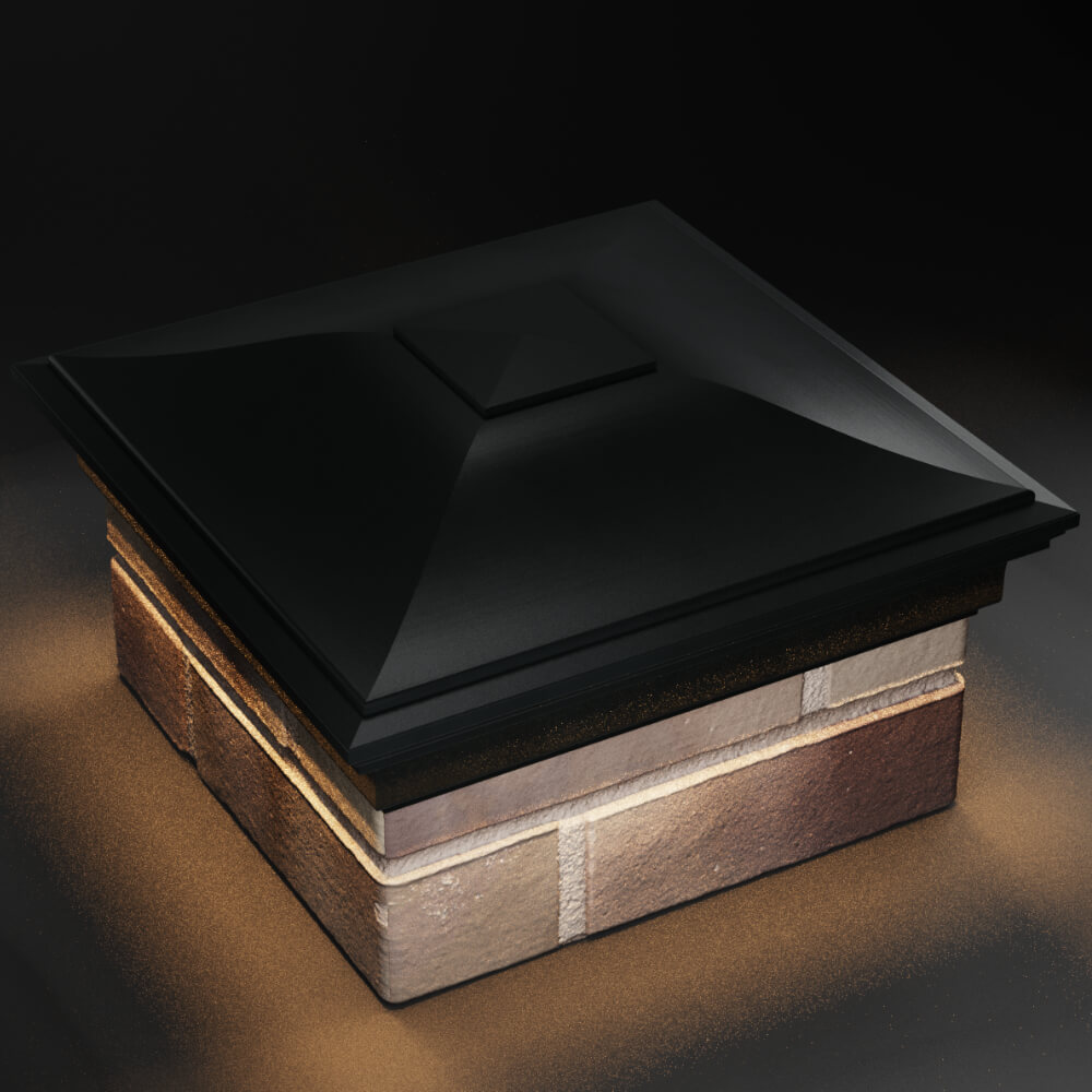 Колпак Zking Монблан Черный на столб 1.5х1.5 кирпича (385х385мм) с подсветкой в Орехово-Зуево фото