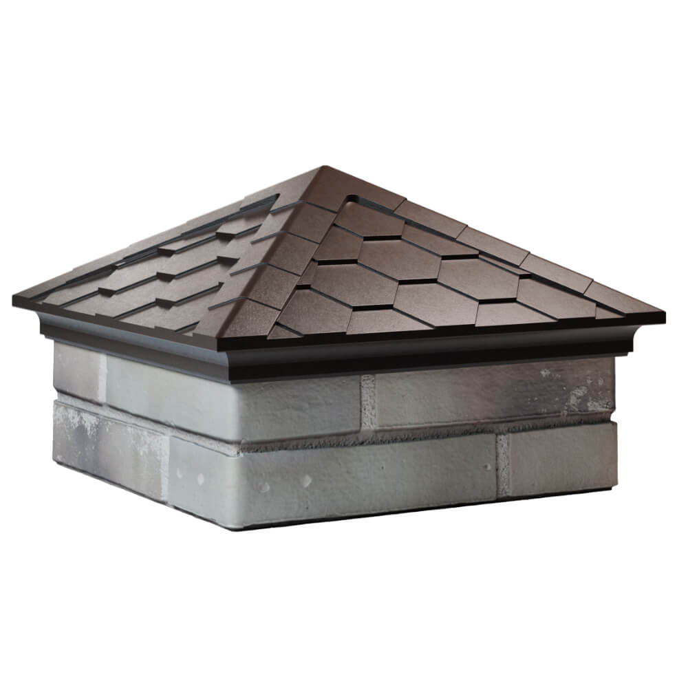 Колпак Zking Эверест Коричневый на столб 1.5х1.5 кирпича (390х390мм) в Орехово-Зуево фото